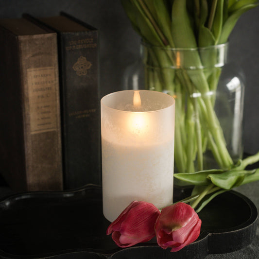 5" WHITE FROSTED GLASS 3D FLAME CANDLE