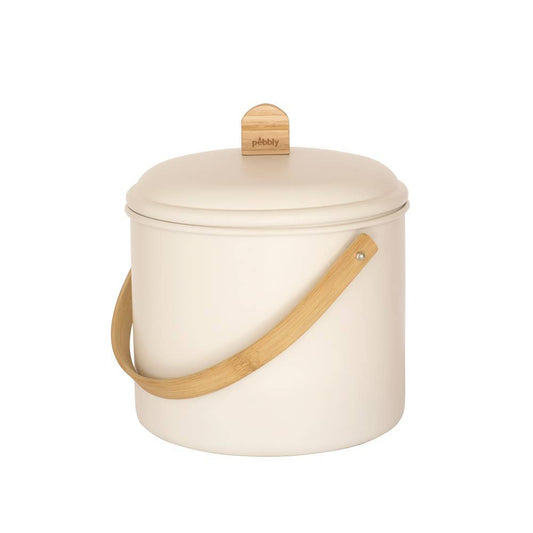 Pebbly Compost Bin W/ Charcoal Filter Cream 7Q