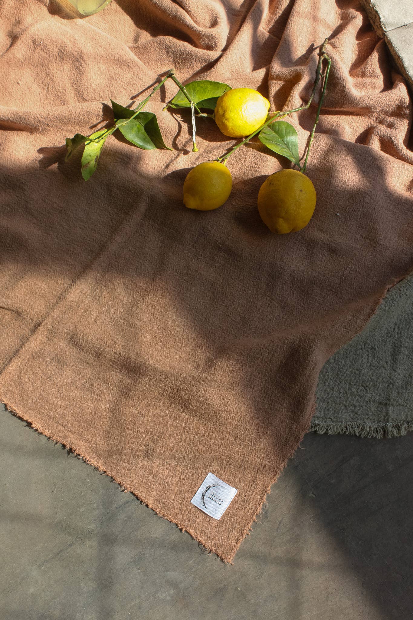 French raw linen throw, tablecloth, curtain - spring summer