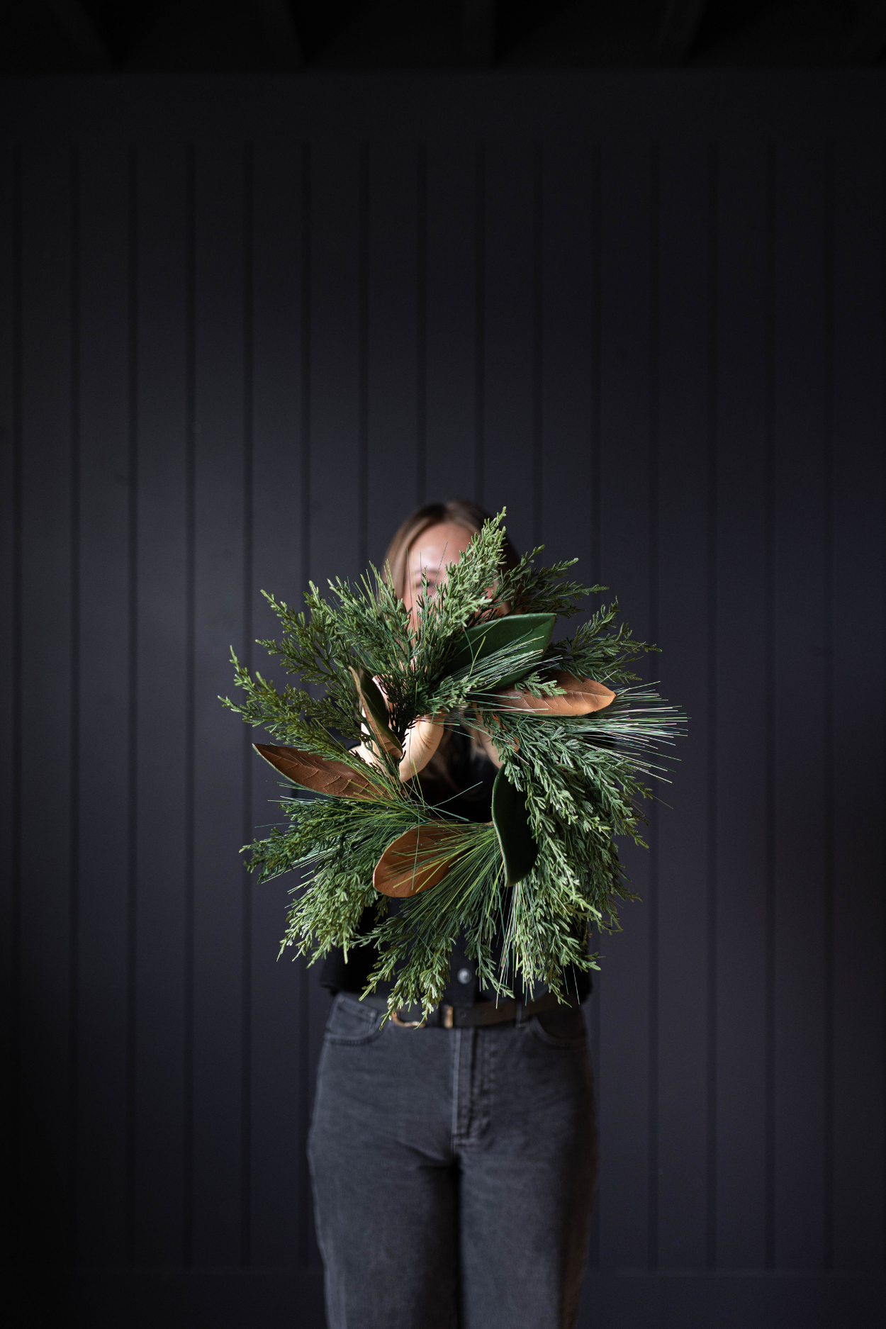 Magnolia Norfolk Cypress Mixed Real Touch Wreath - 14"