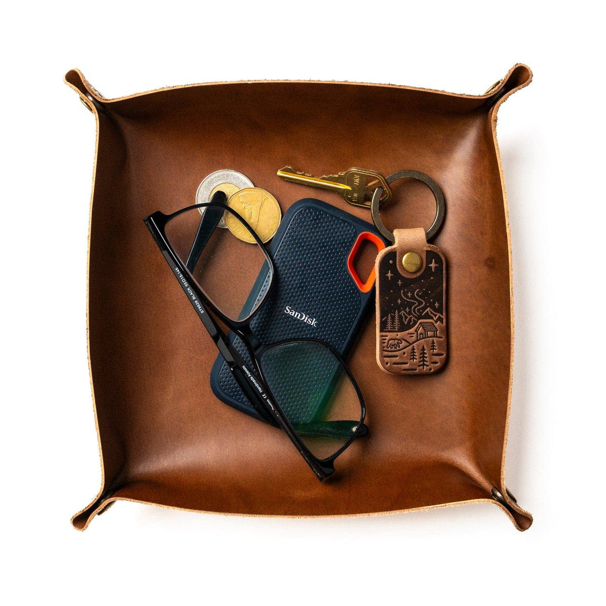 Leather Valet Tray - Natural