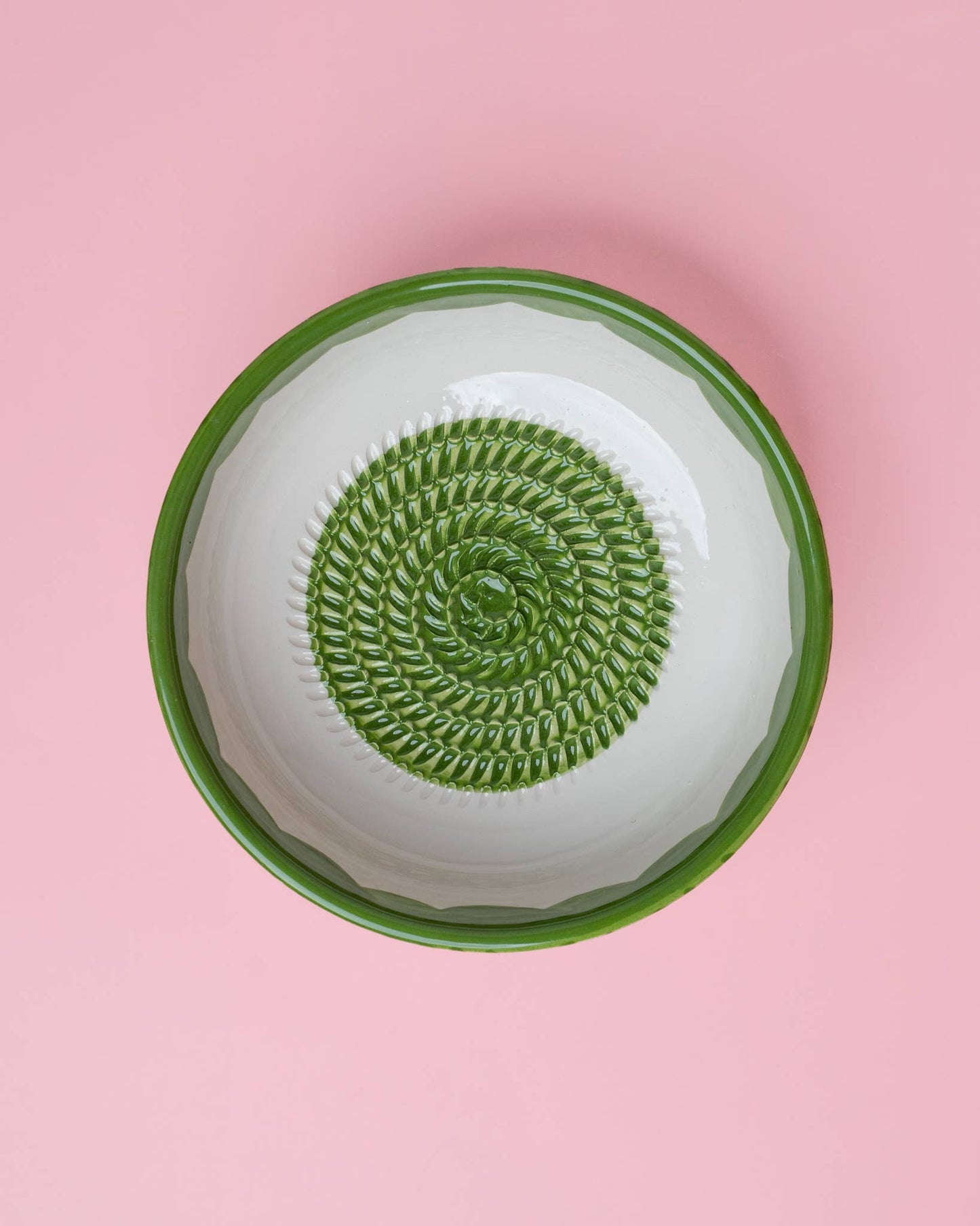 Vintage Pottery Grater Bowl – Green and White / ROOTS