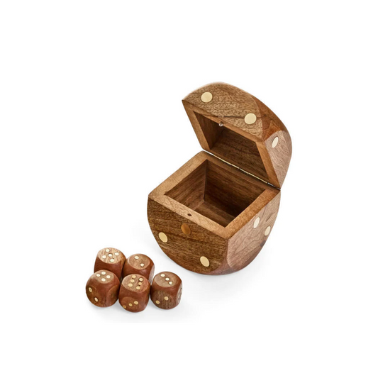 Dice Mango Wood w/ Brass