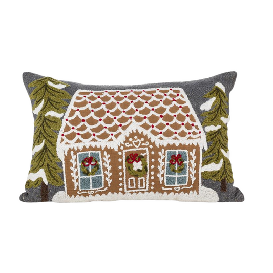 Rect Gingerbread House Pillow