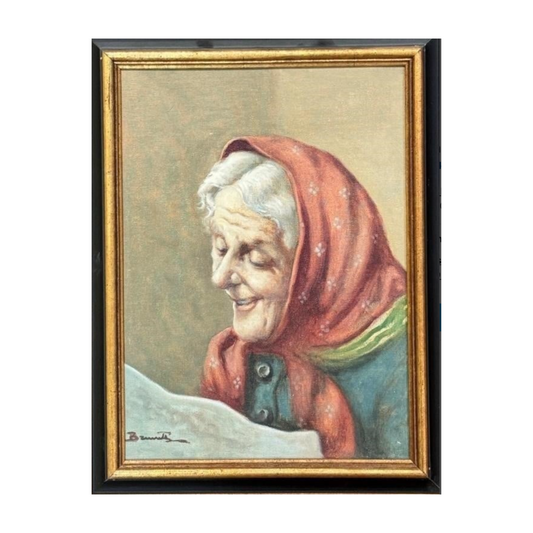 Signed Portrait On Board