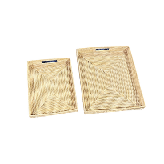 Amara Handwoven Rattan Serving Tray - Set of 2