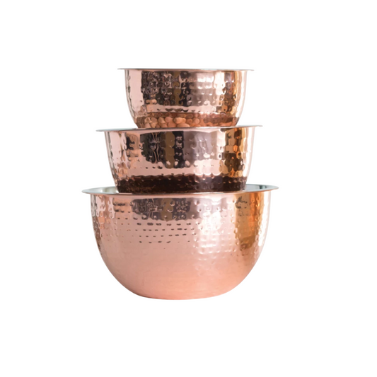 Hammered Stainless Steel Bowls, Set of 3