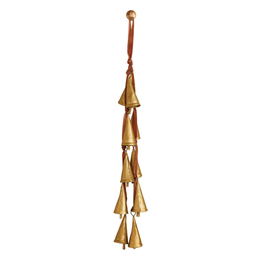Velvet Ribbon Door Hanger with 10 Cone Shaped Bells