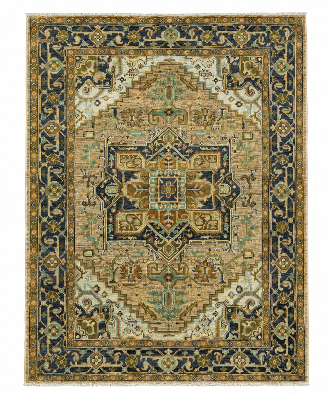 Chobi Ivory Wool Hand Knotted Afghan Rug - 5'8" x 7'8"