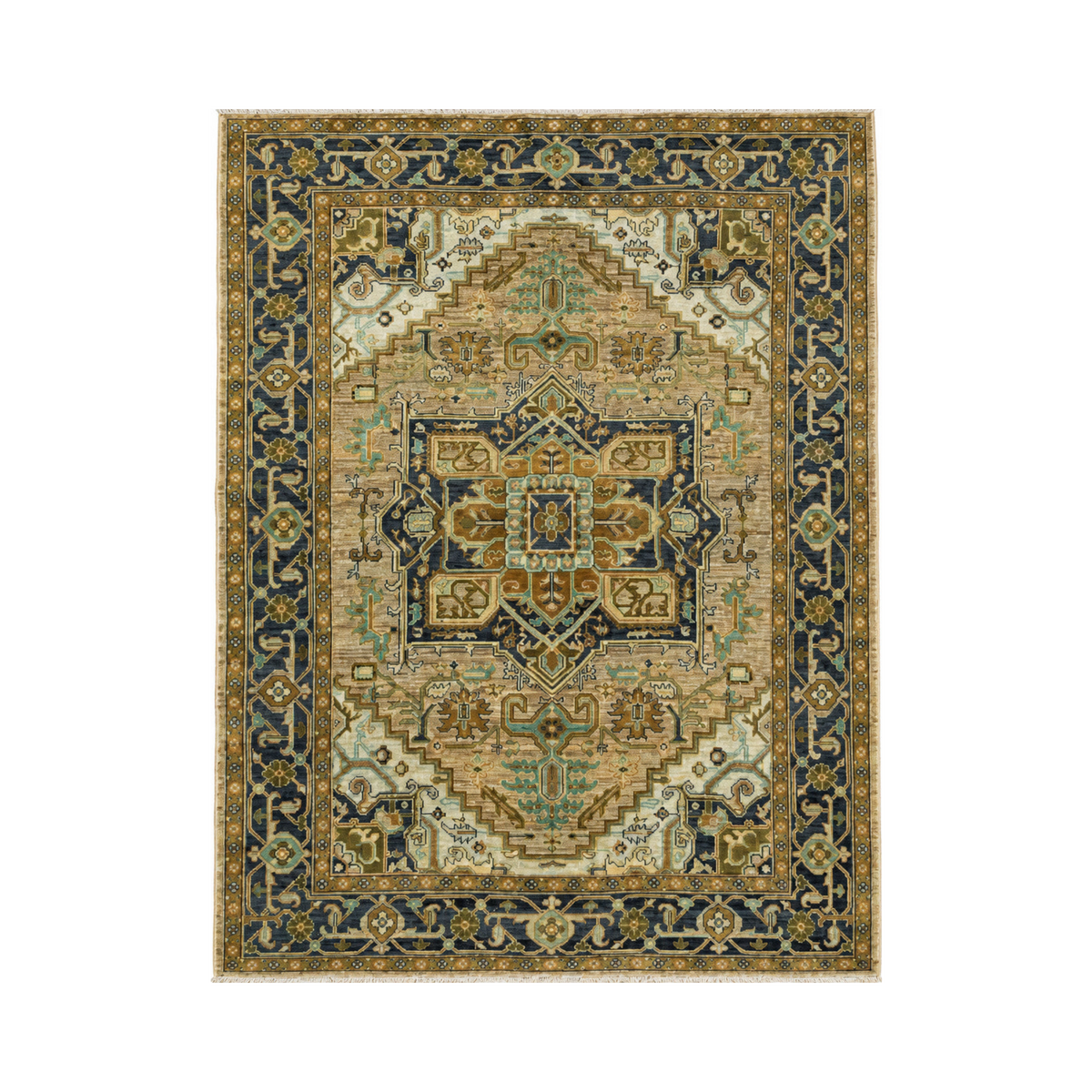 Chobi Ivory Wool Hand Knotted Afghan Rug - 5'8" x 7'8"
