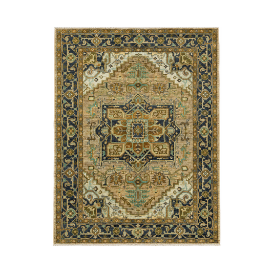 Chobi Ivory Wool Hand Knotted Afghan Rug - 5'8" x 7'8"