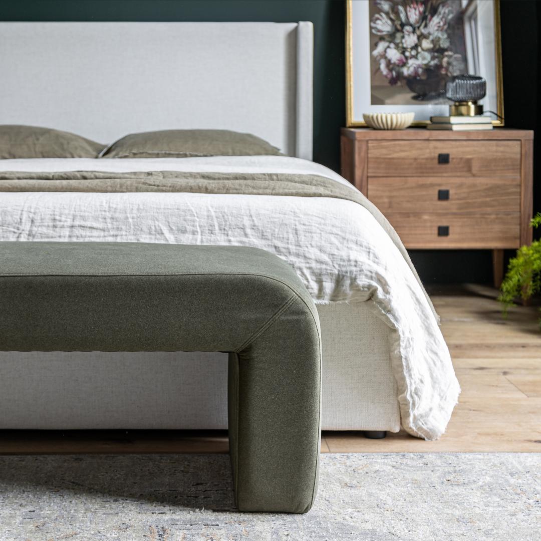Josie King Storage Bed - Cream