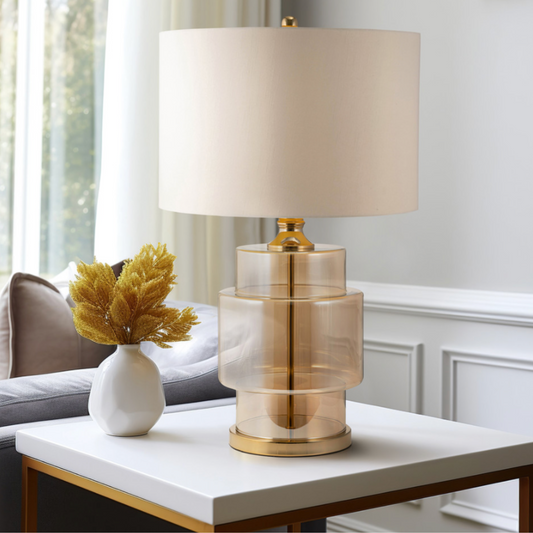 Glass, 30" Lustered Table Lamp, Gold