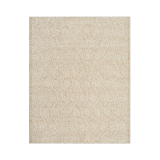 Chobi Ivory Wool Hand Knotted Afghan Rug - 6'4" x 7'9" N18026