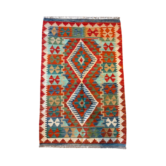 Kilim Maimana Wool Hand Knotted Pakistani Rug - 2'7" x 3'11"  SKU: N13566