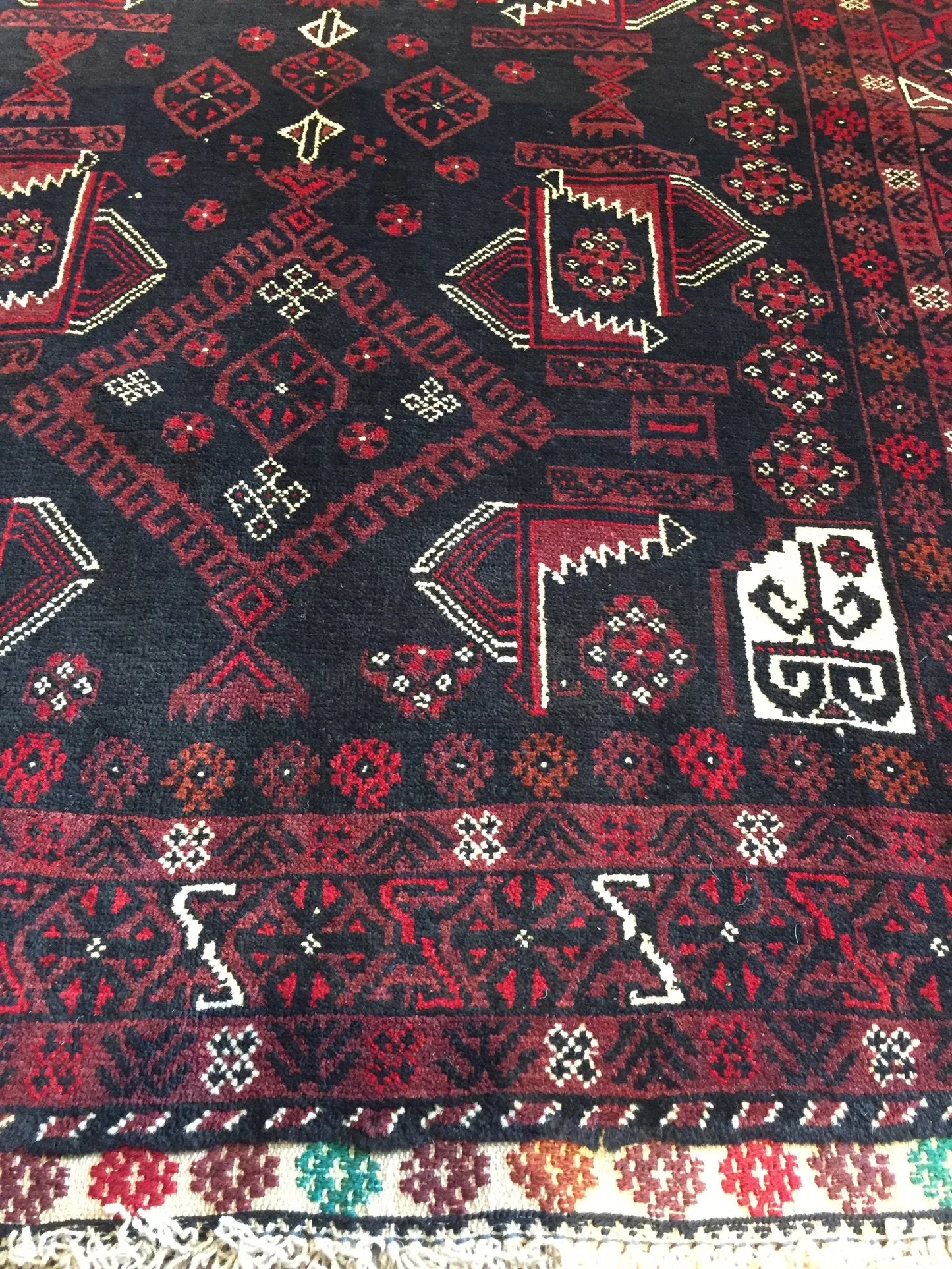 Baluch Wool Hand Knotted Afghan Rug - 4'4" x 6'7"