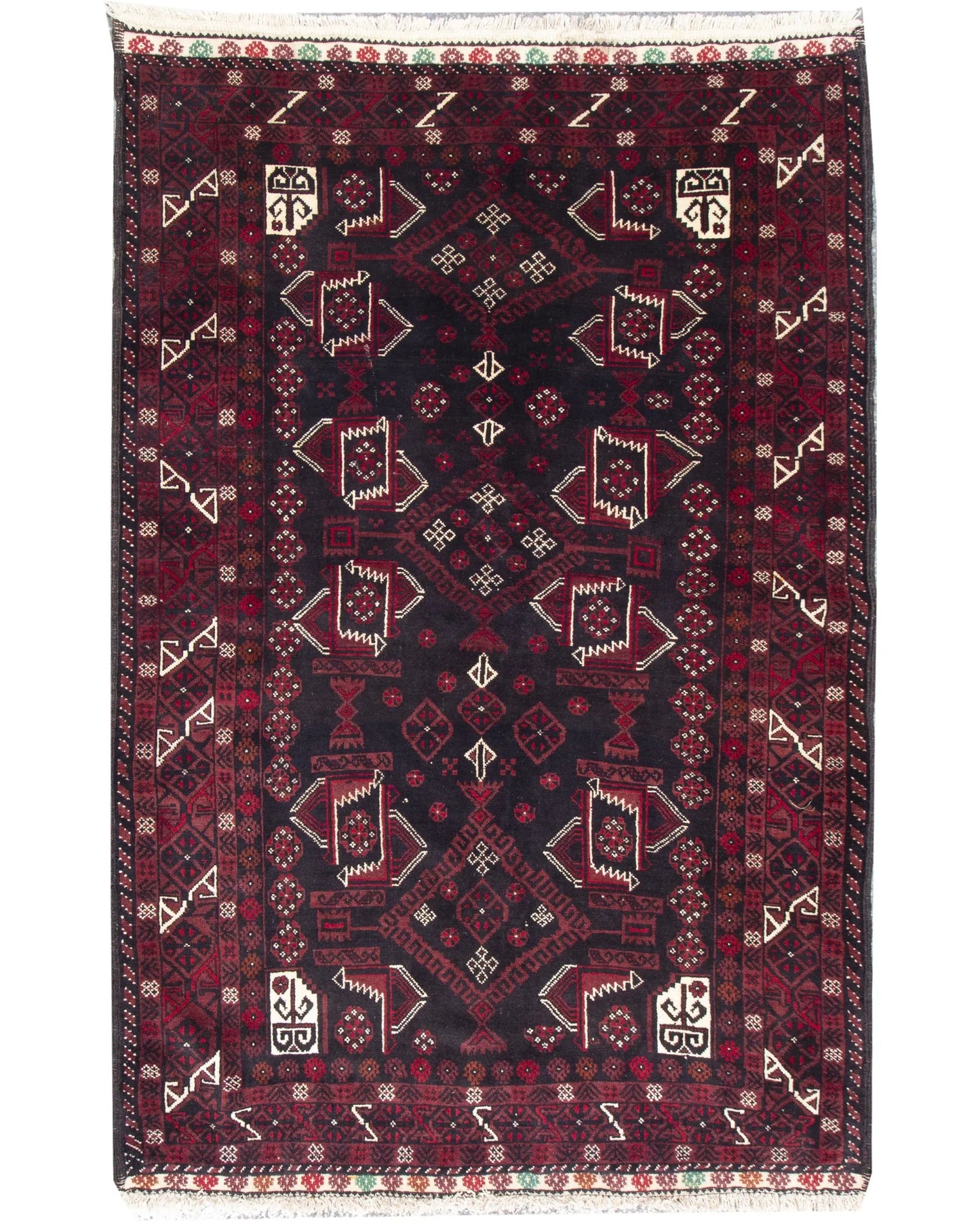 Baluch Wool Hand Knotted Afghan Rug - 4'4" x 6'7"