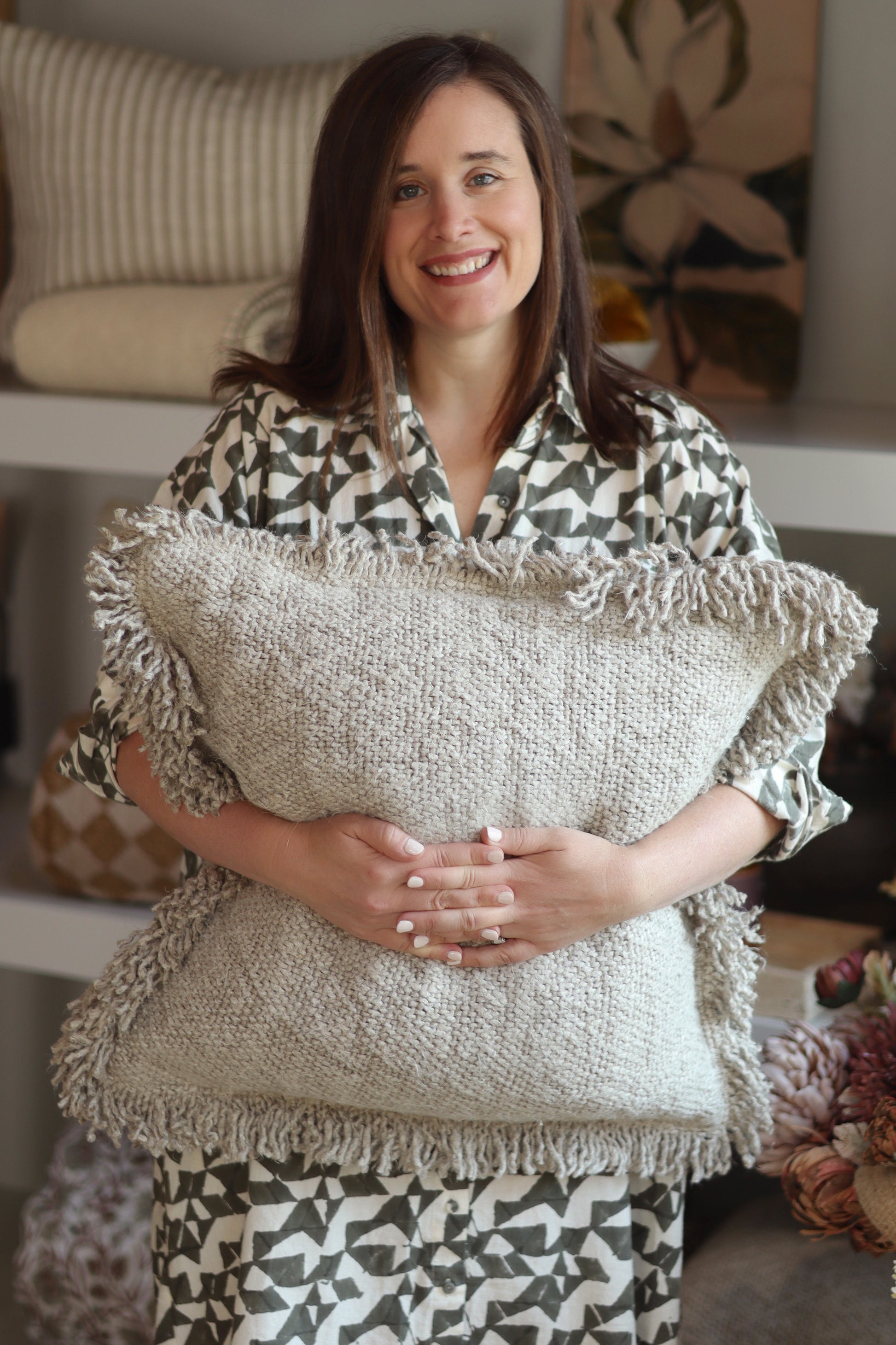 20x20 Linen Fringe Pillow
