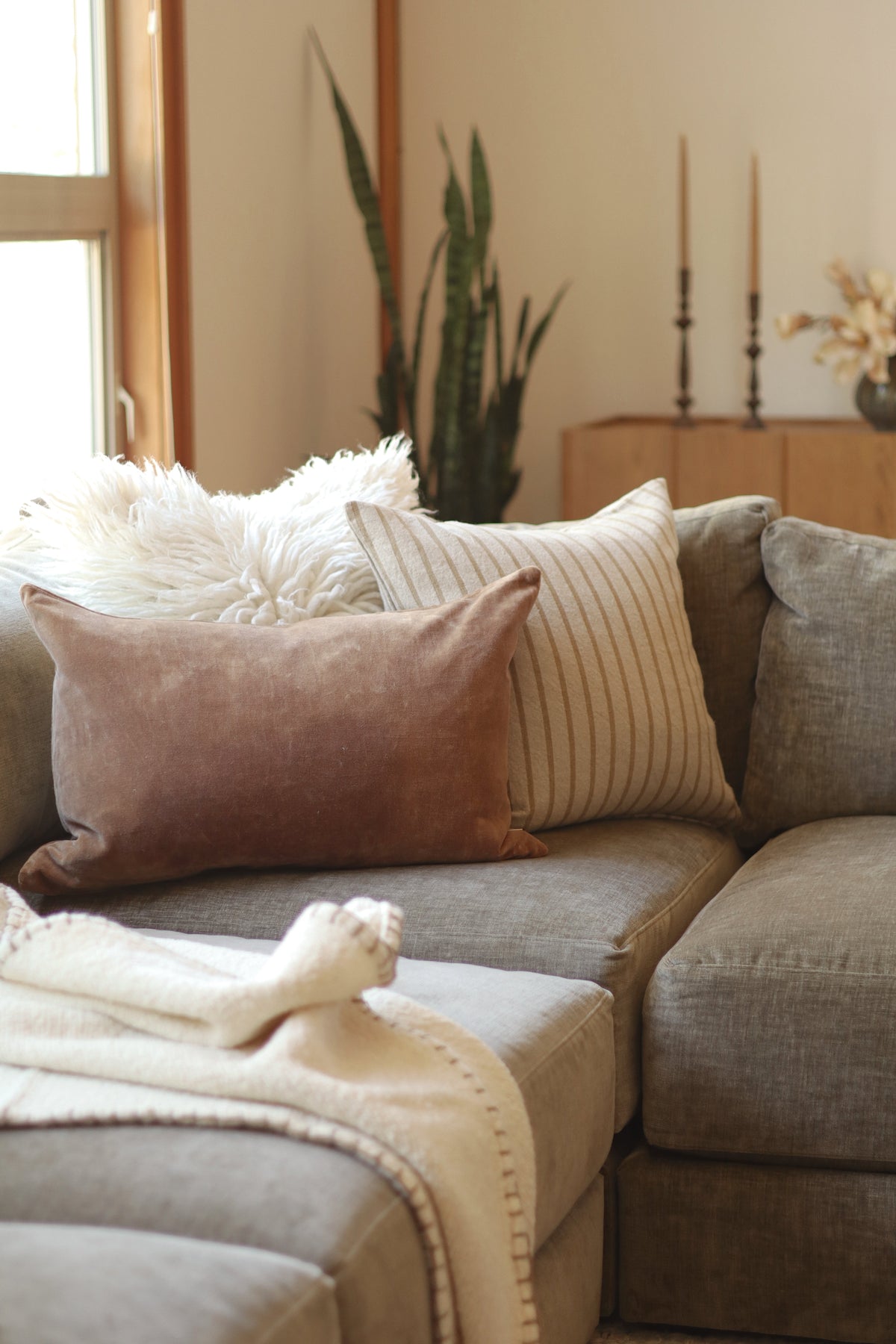 20x20 Silas Stripe Pillow, Ochre