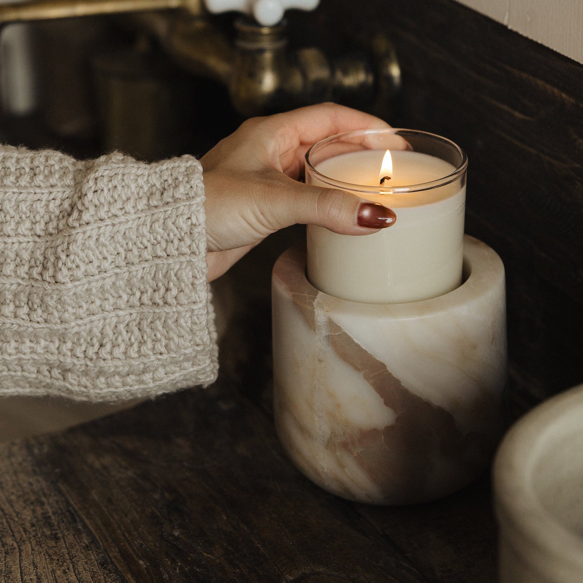 Calacatta Gold Marble Refillable Candle