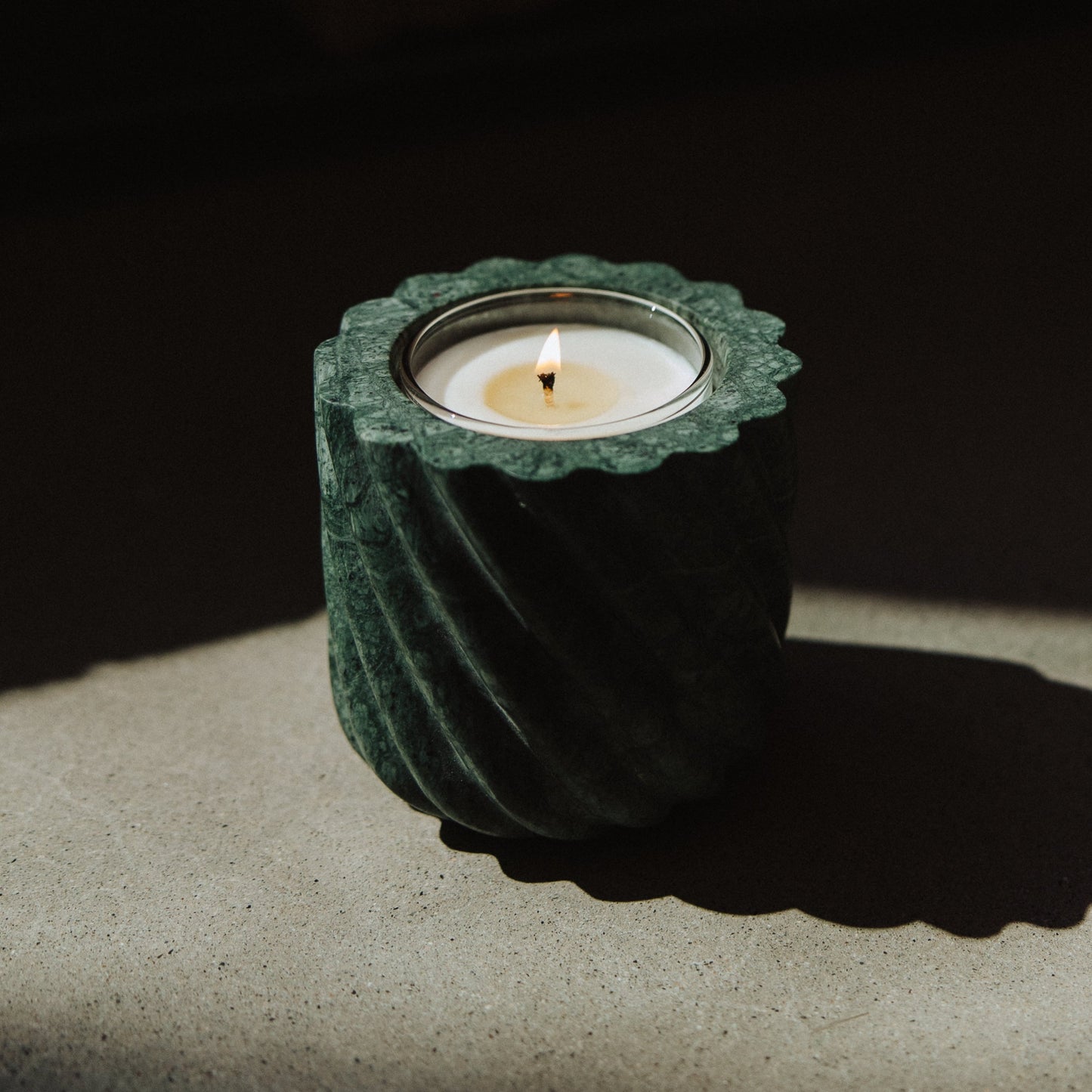 Roped Emerald Green Marble Refillable Candle