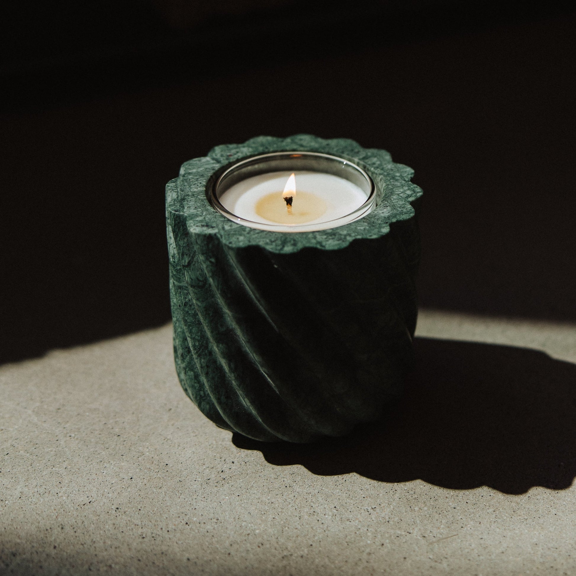 Roped Emerald Green Marble Refillable Candle