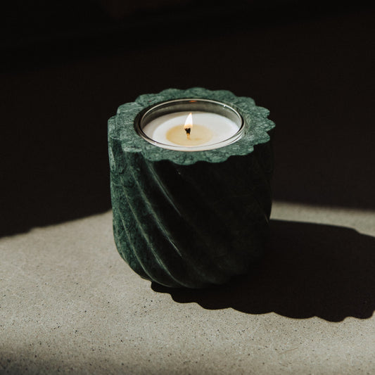 Roped Emerald Green Marble Refillable Candle