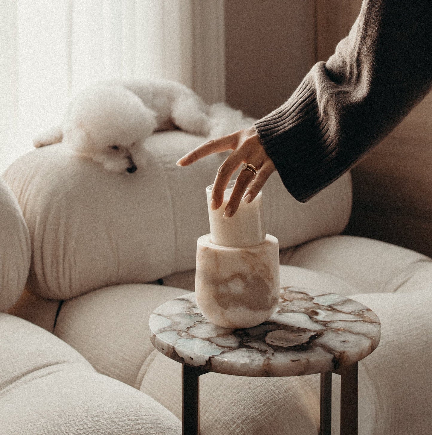 Calacatta Gold Marble Refillable Candle