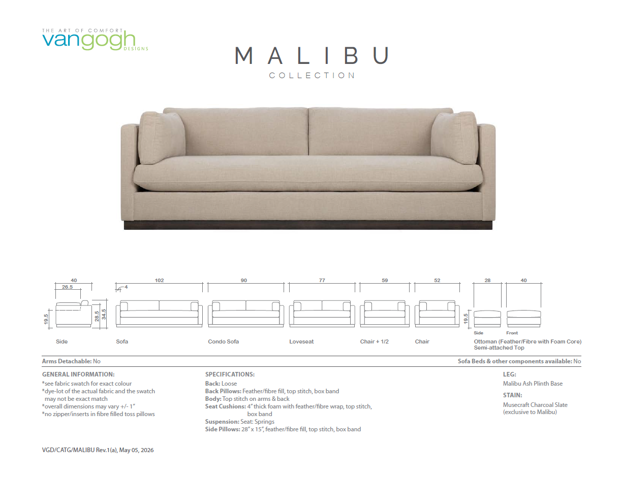 Malibu Ash Wood Plinth Base Sofa Collection