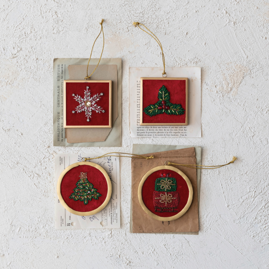 Metal & Velvet Framed Holiday Icon Ornament