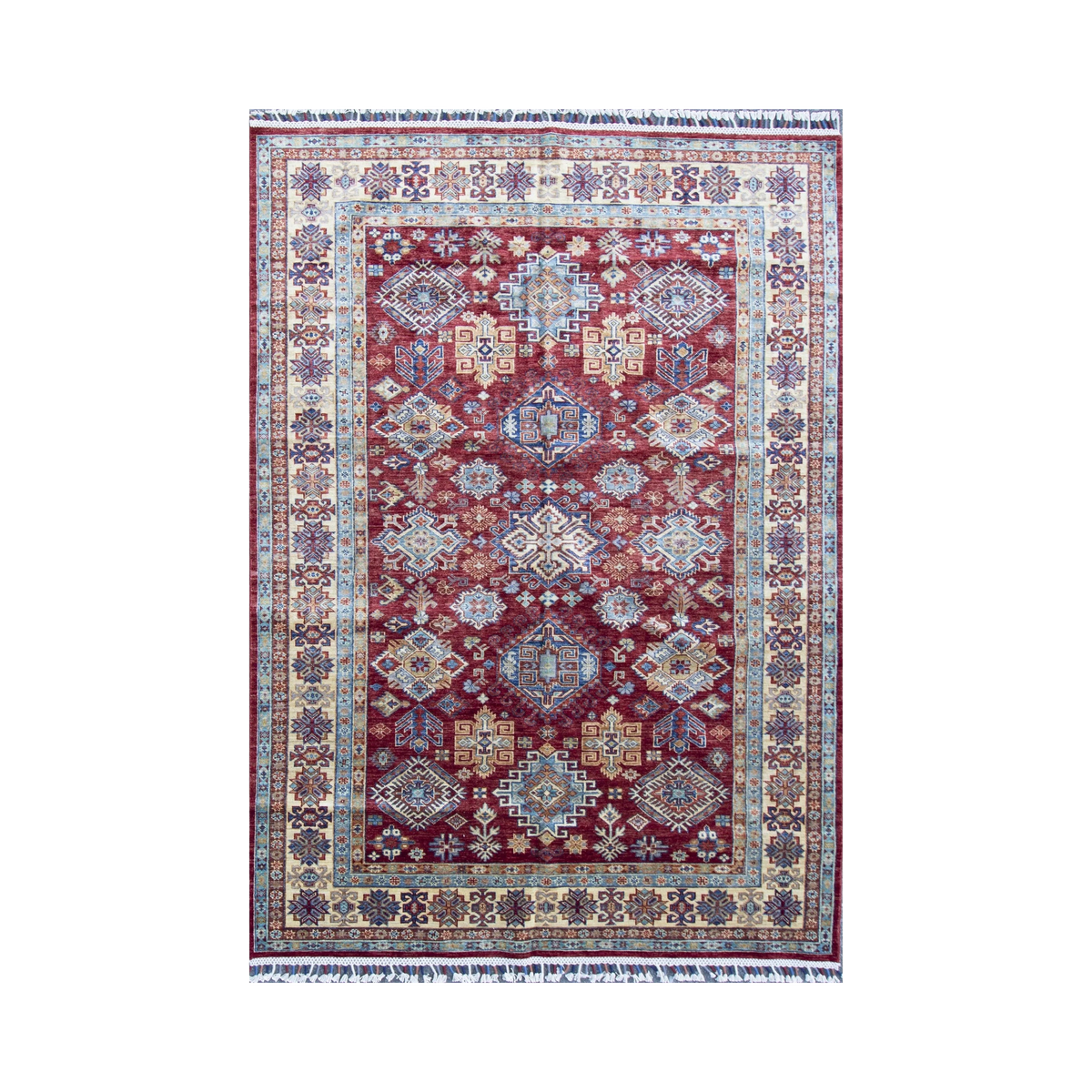 Kazak Super Fine Wool Hand Knotted Afghan Rug - 5'7" x 8'2"	N11967
