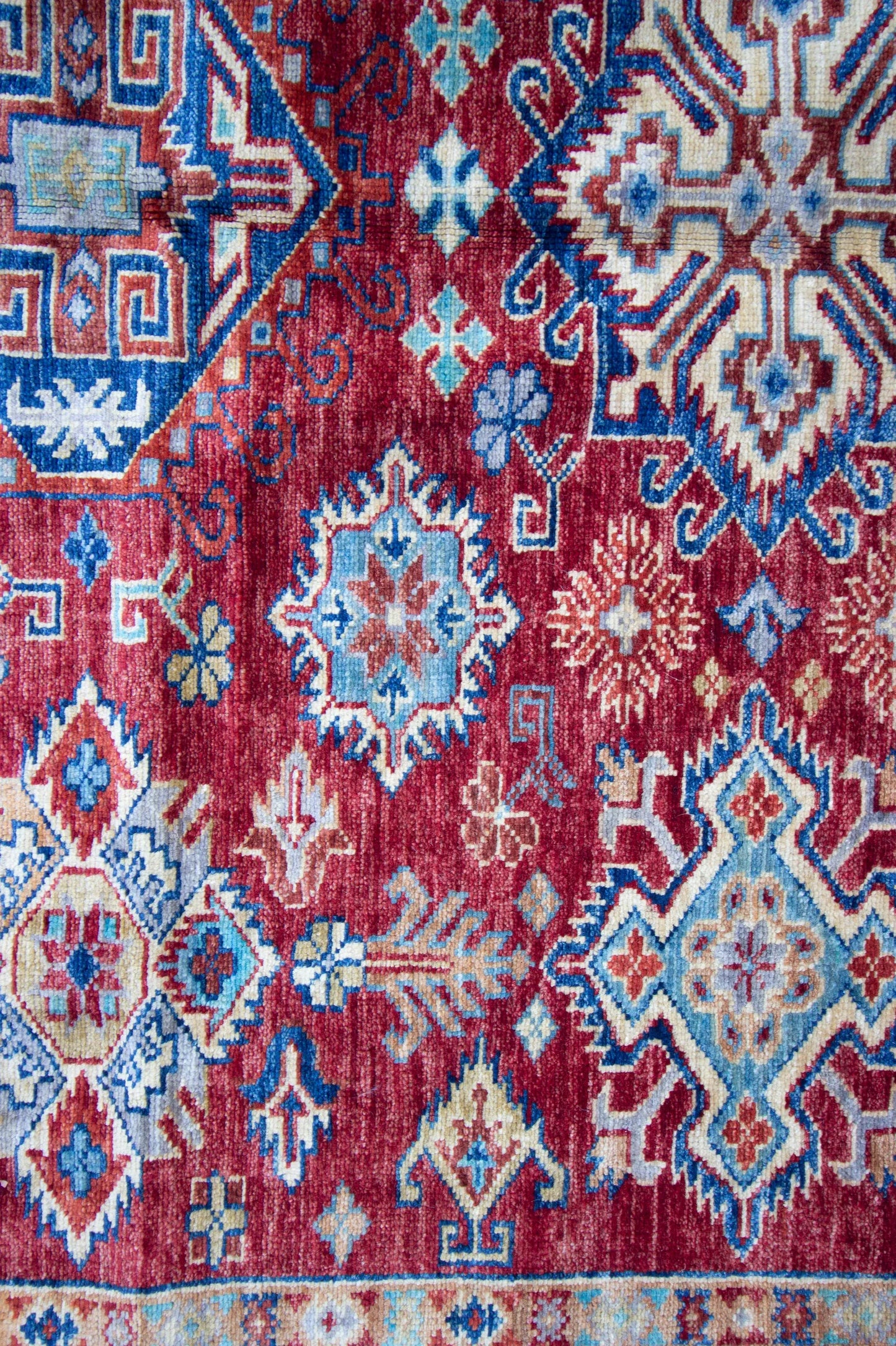 Kazak Super Fine Wool Hand Knotted Afghan Rug - 5'7" x 8'2"	N11967