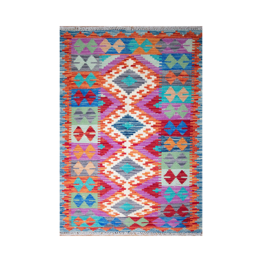 Kilim Maimana Wool Hand Knotted Pakistani Rug - 2'8" x 3'10"  SKU: N13552