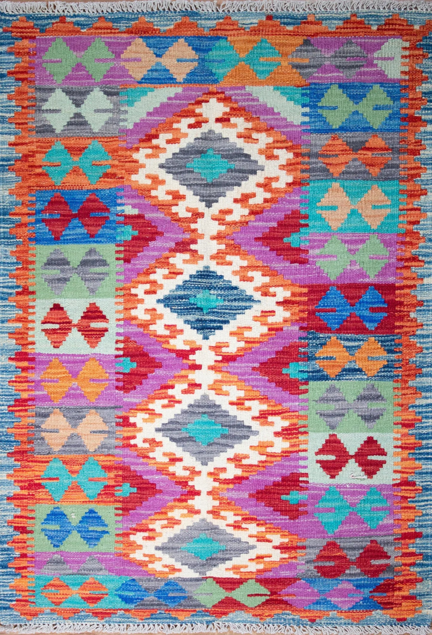 Kilim Maimana Wool Hand Knotted Pakistani Rug - 2'8" x 3'10"  SKU: N13552