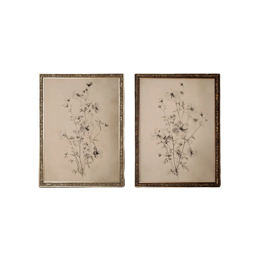 Floral Sketch, Set of 2 Vintage Frames