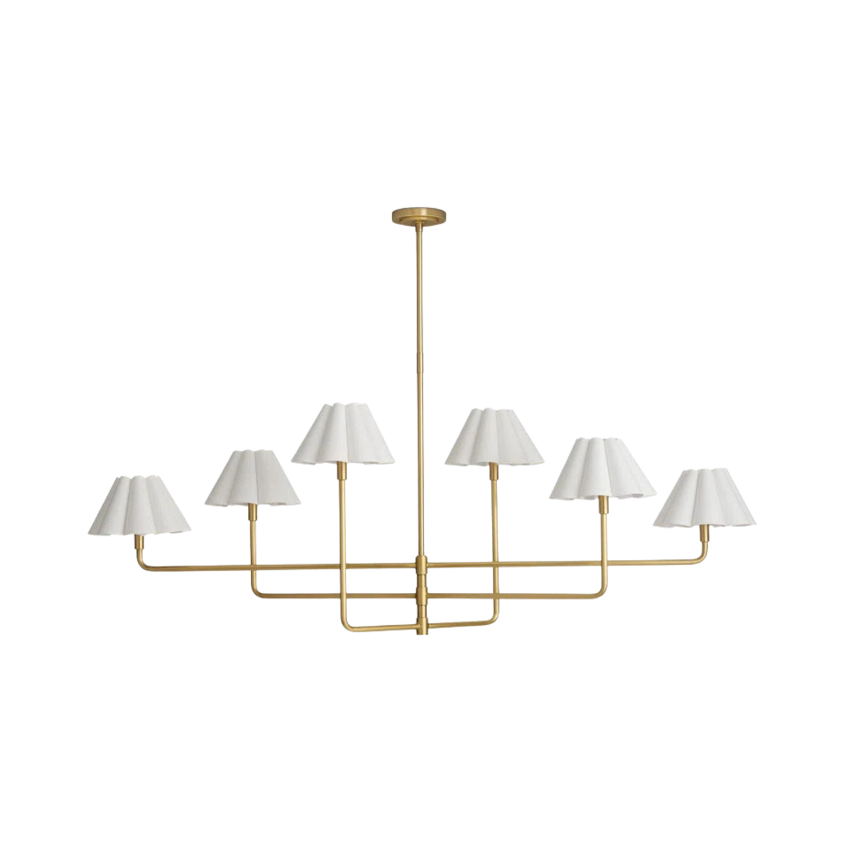 Polly Natural Brass Chandelier with Scalloped Shades