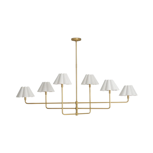 Polly Natural Brass Chandelier with Scalloped Shades