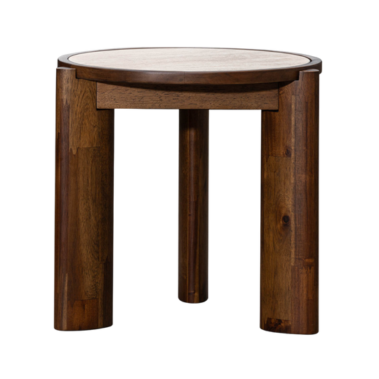 Remix Round Side Table - Travertine