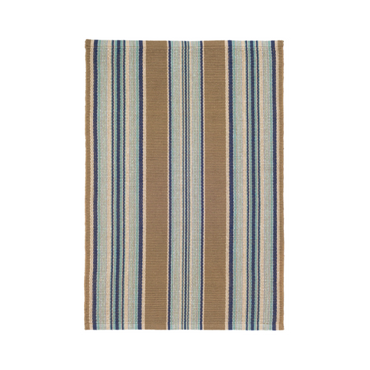 Blue Heron Stripe Handwoven Cotton Rug