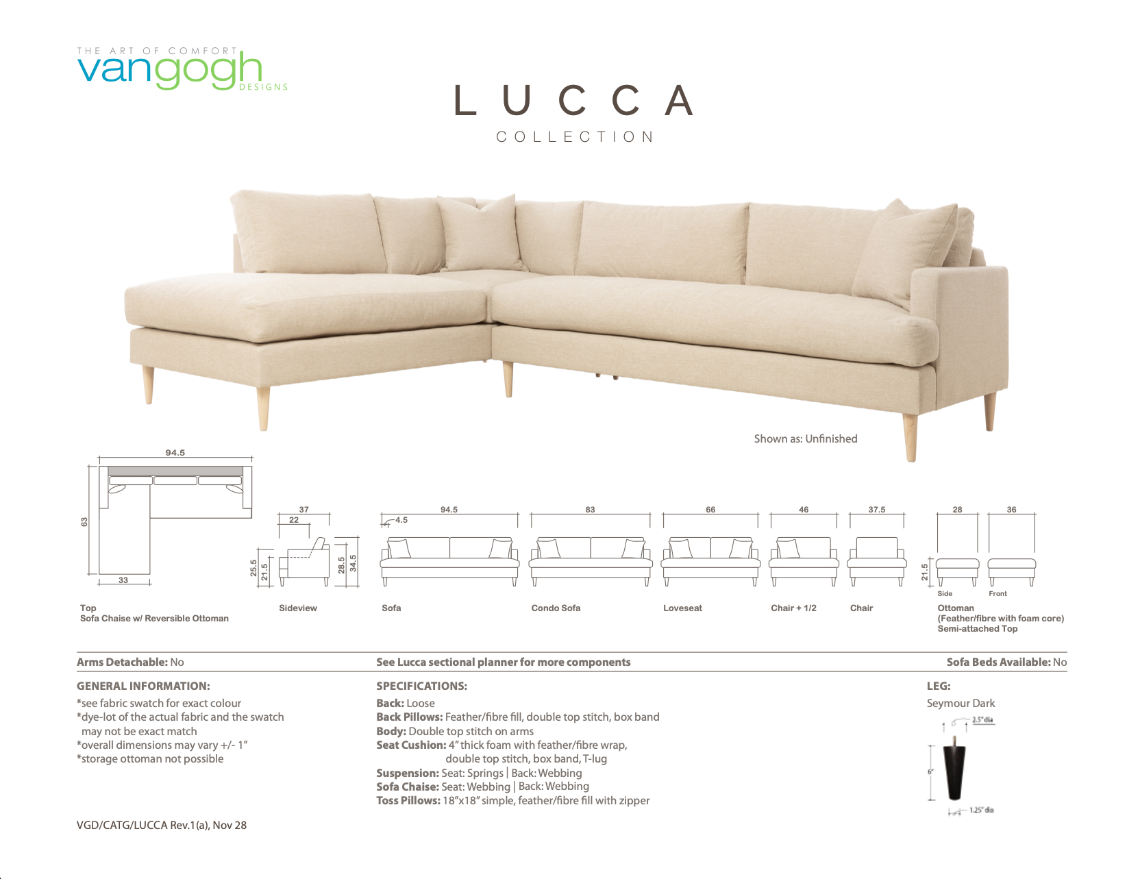 Lucca Feather-Filled Bench Seat Sofa 94.5in