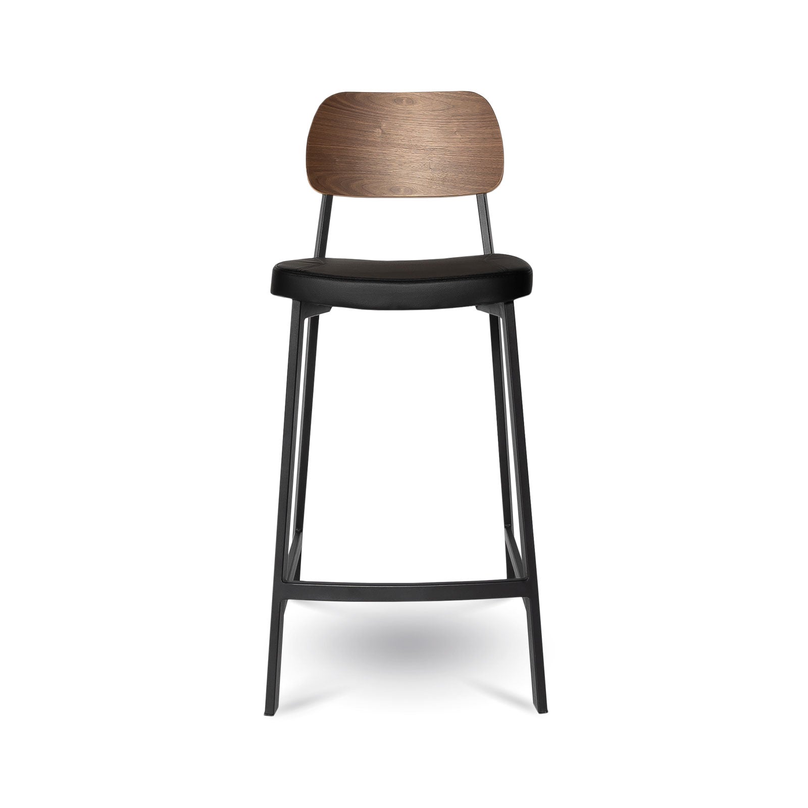 Tate Counter Stool Commercial Grade Black PU Walnut