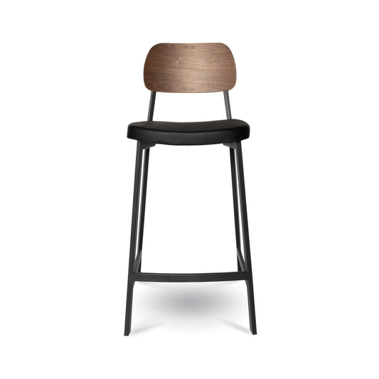 Tate Counter Stool Commercial Grade Black PU Walnut