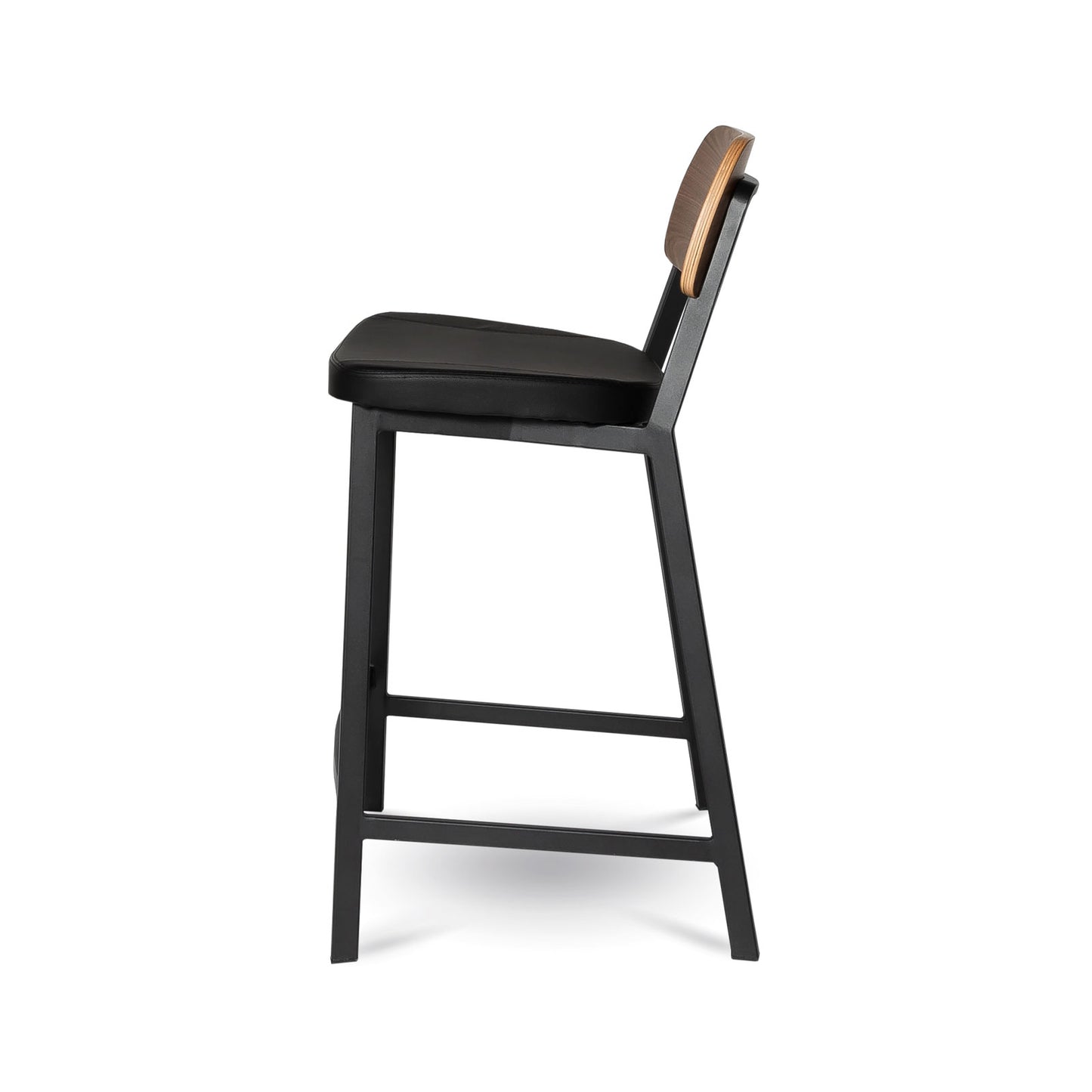 Tate Counter Stool Commercial Grade Black PU Walnut