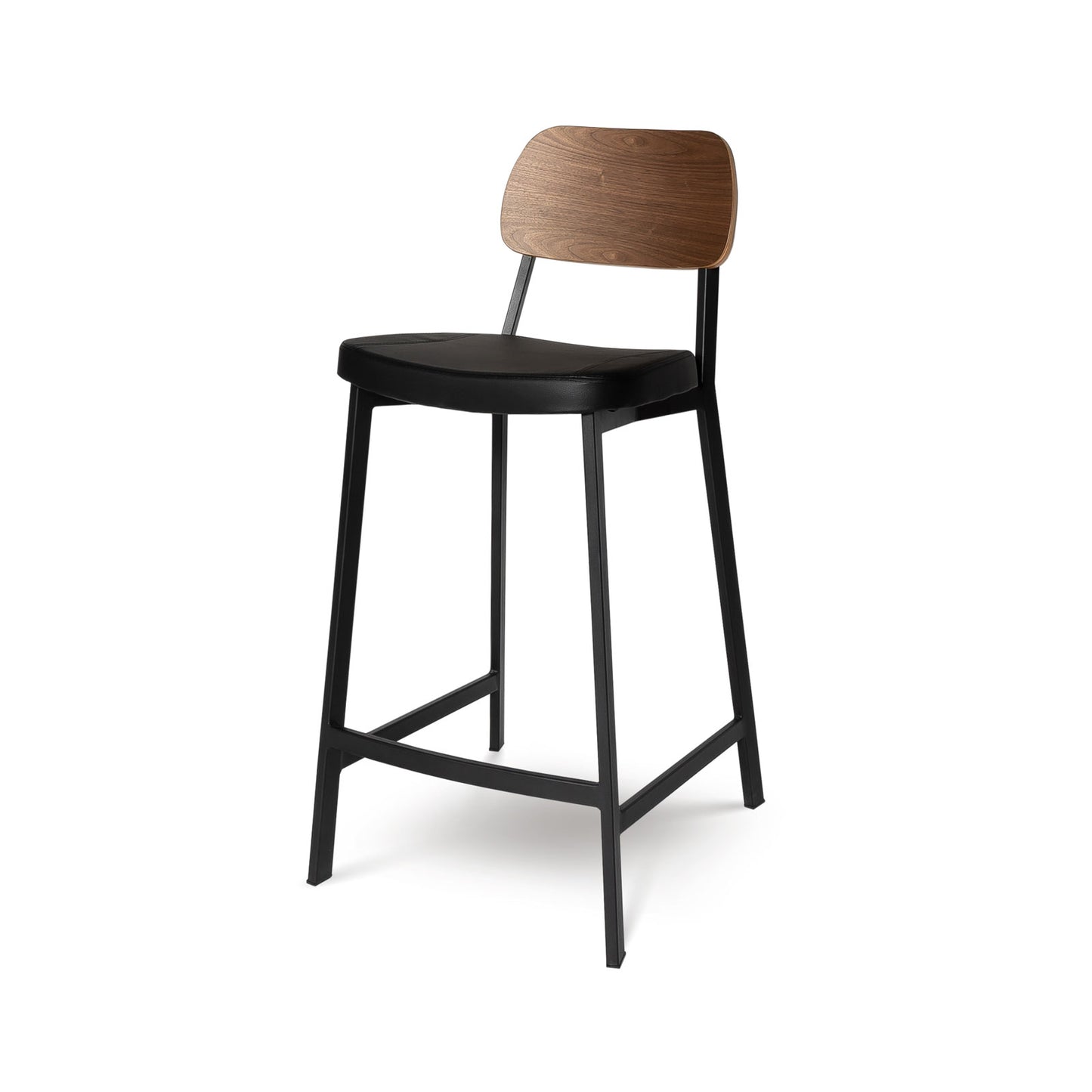 Tate Counter Stool Commercial Grade Black PU Walnut