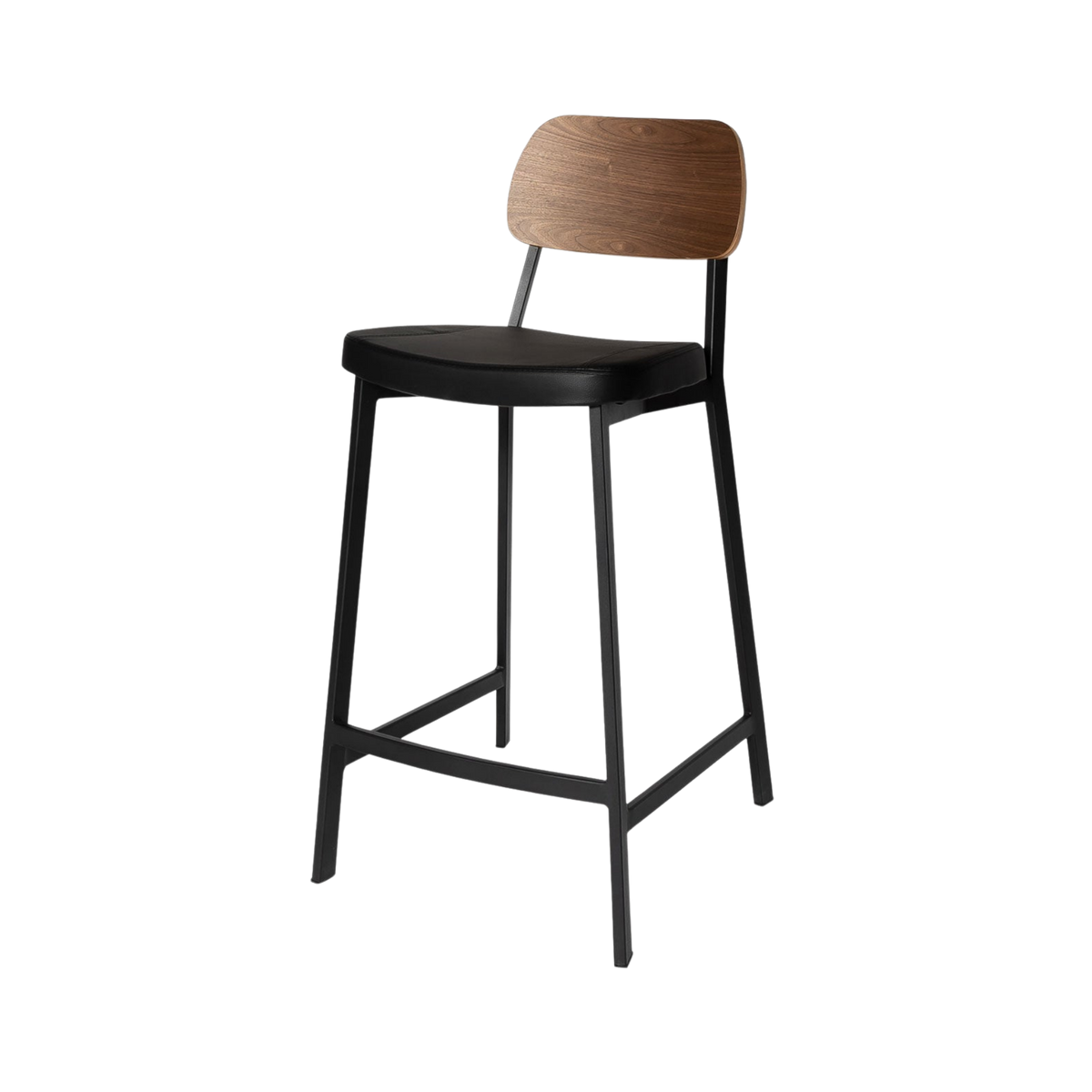 Tate Counter Stool Commercial Grade Black PU Walnut