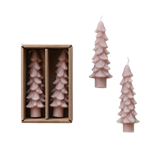 Tree Shaped Taper Candles 4.75"- Bet of 2 Boxed