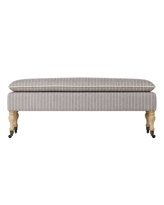 Linen Ticking Upholstered Pillowtop 48" Rossini Bench-Gray