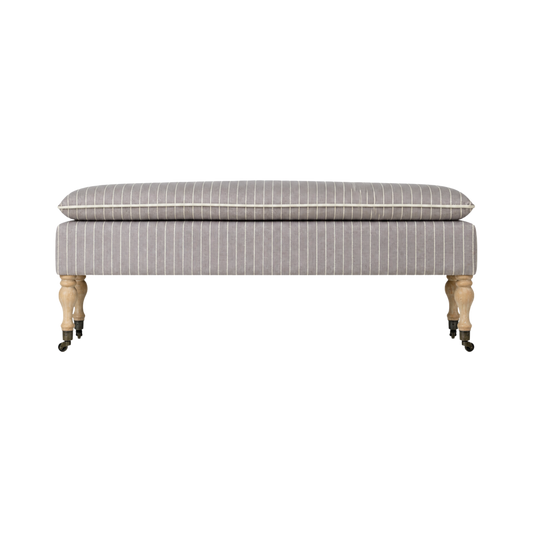 Linen Ticking Upholstered Pillowtop 48" Rossini Bench-Gray