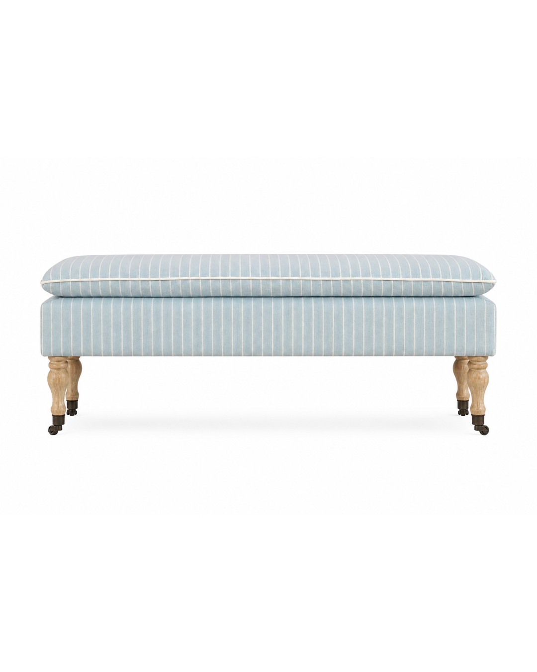 Linen Ticking Upholstered Pillowtop 48" Rossini Bench-Azure