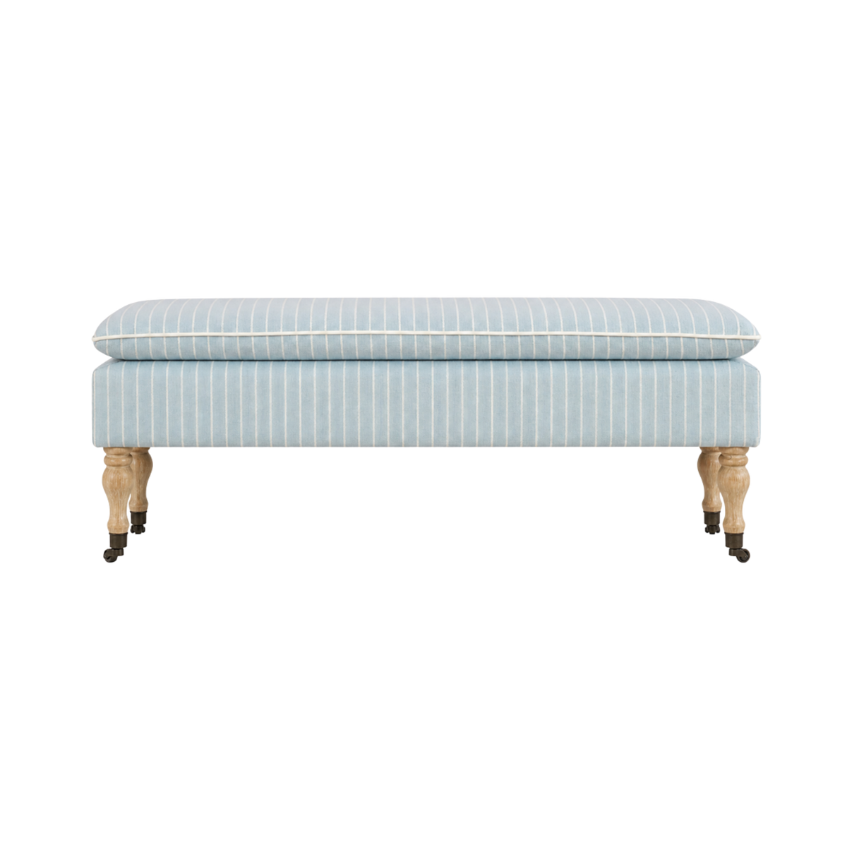 Linen Ticking Upholstered Pillowtop 48" Rossini Bench-Azure